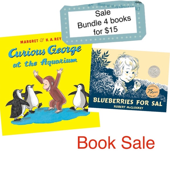 SALE❤️ Book Bundle - Blueberries For Sal & Curious George at the Aquarium - Picture 1 of 12